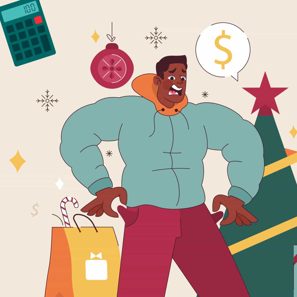 Illustration of a stressed out shopper.